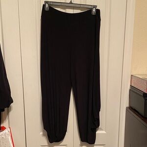 Wide Leg Draped Pants - Black